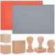 thumbnail image 1 of Kit de sellos con goma, que incluye 14 bloques de madera en blanco para tallar sellos, 3 sellos de madera en blanco con mango y 2 hojas de sellos de goma tamaño A4 en gris y rojo., 1 of 6