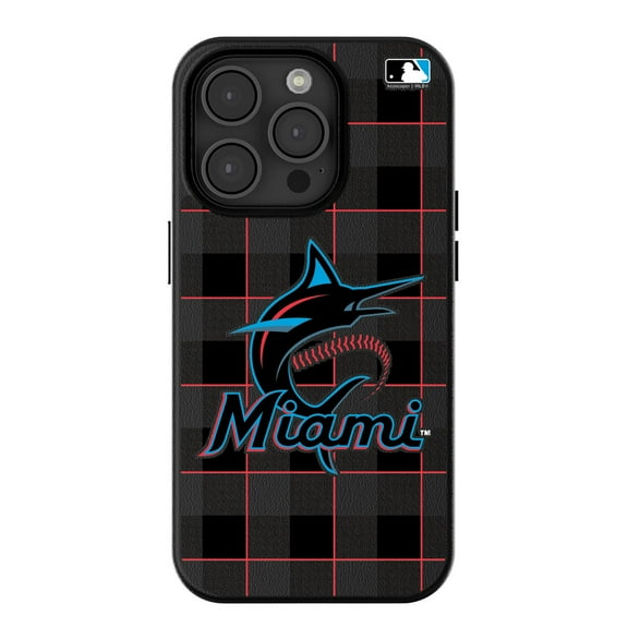 Keyscaper Miami Marlins Plaid Magnetic Bump iPhone Case