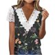 thumbnail image 1 of Mujeres moda verano Sexy pliegue impreso regular mujeres manga corta cuello en V botón Top OAVQHLG3B Store  lin121212, 1 of 4