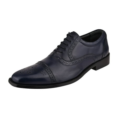 

LIBERTYZENO Mens Genuine Leather Classic Oxford Shoes Navy 10