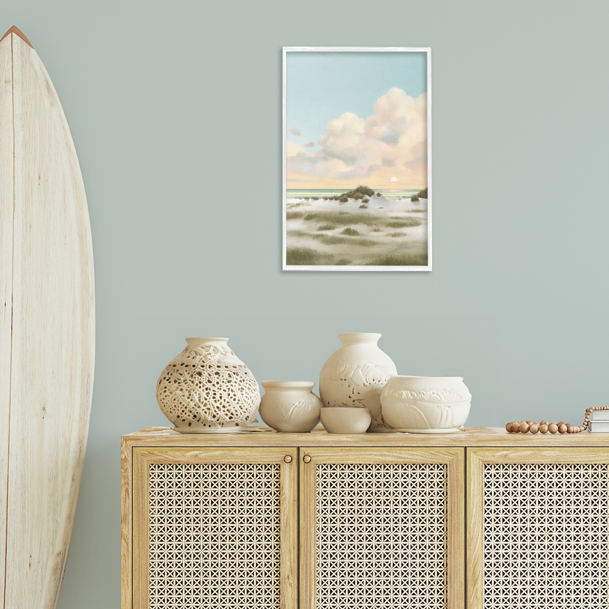 Stupell Industries Land & Sea Painting Landscape Painting White Framed Art Print Wall Art, 16 x 24