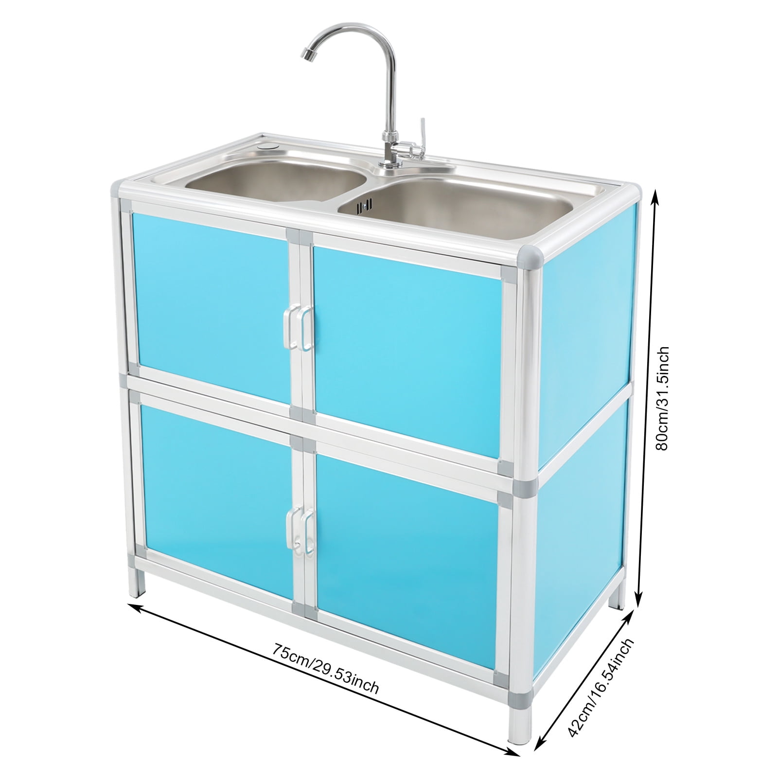 Kitchen Sink with Cabinet, Utility Sinks with Faucet, Freestanding Sink with Storage for Home Kitchen(Blue)