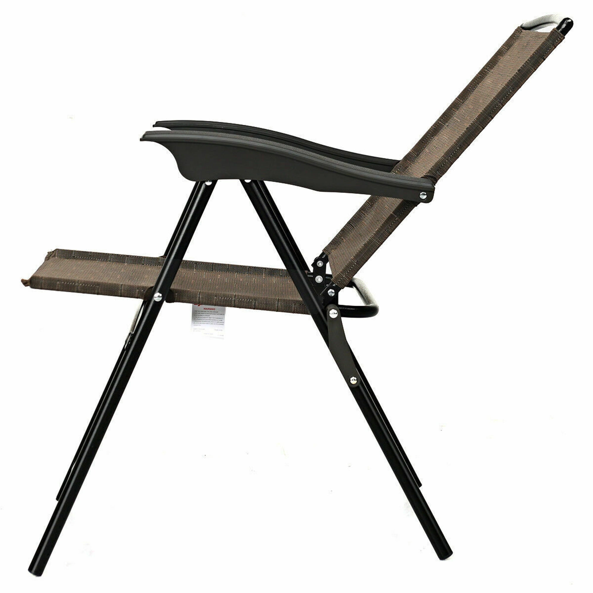 Gymax 2PCS Folding Sling Chairs Steel Armrest Patio Camping W/Adjustable Back