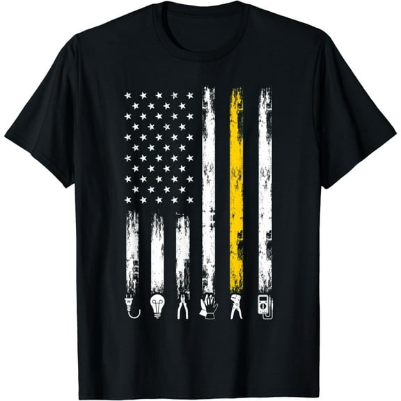 America Flag Electricity Funny Electrians Electricity T-Shirt