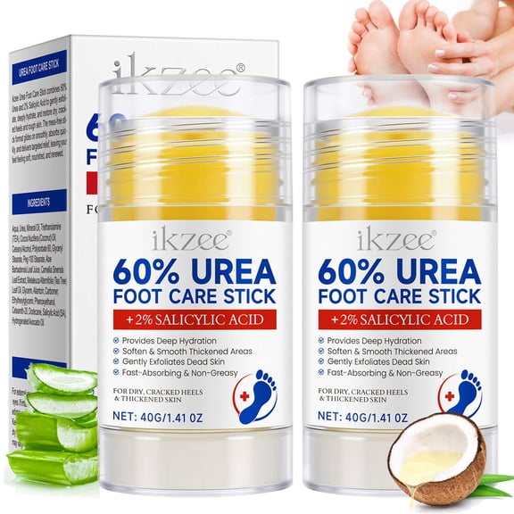 2 Pack Foot Care Stick with Urea & Salicylic Acid, Heel Balm, Heals and Moisturizes feet, 1.41 Oz