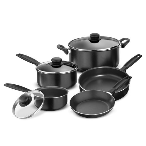 Tramontina 8Piece Nonstick Cookware Set, Black