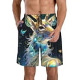 thumbnail image 1 of Balery Colorful Stained Glass Deer Traje de Baño Estilo Hawaiano para Hombre, Shorts de Secado Rápido con Bolsillos-Small, 1 of 6