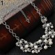 thumbnail image 5 of Gargantilla de lujo Farfi para mujer, collar de cadena corta con huecos y hojas de perlas sintéticas, joyería, plata, 5 of 5