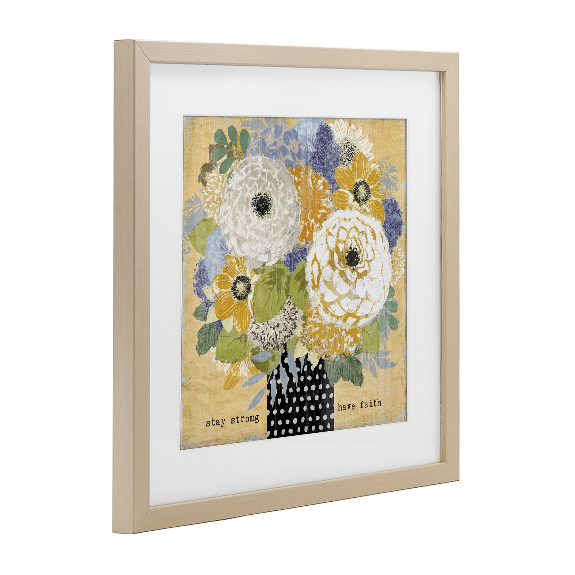 Stupell Industries Stay Strong Have Faith Birch Framed Print Under Glass, design by Suzanne Nicoll