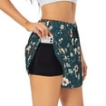 thumbnail image 3 of Lsque Vintage Floral Printed Women's Running Shorts with Liner Pockets,Elastic Quick Dry Workout Athletic Gym Yoga Shorts,Womens High Waist Shorts-Large, 3 of 9
