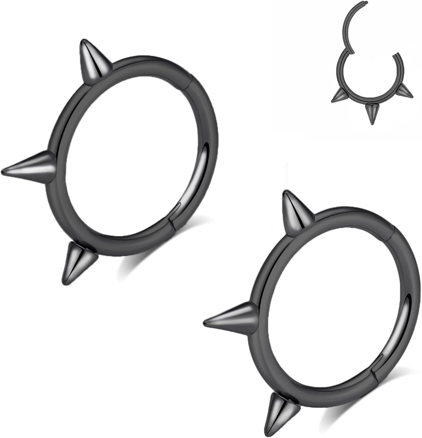 shiyou-16G 2PCs Spike Clicker Snake Bite Jewelry, Septum Ring, Hoop Lip ...