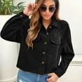 thumbnail image 6 of Corduroy Jacket for Women Fashion Solid Color Long Sleeve Lapel Button Front Short Coats Spring Winter Casual Outfits(Black,XL), 6 of 6