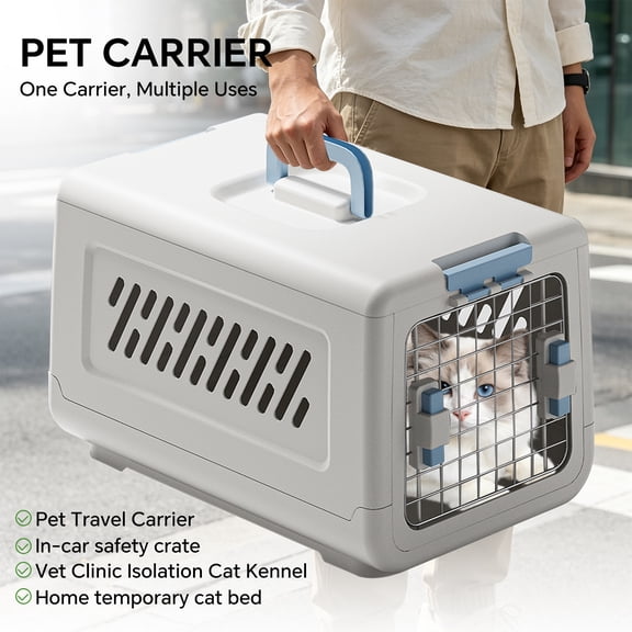 GFQ Hard-Sided Pet Carrier for Cats and Small Dogs, Airline Approved Travel Kennel , Top Handle, Lightweight Portable Cat Crate for Vet Visits, Car Travel, and Home Use