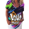 thumbnail image 3 of The Loud House Women's Shirt V-Neck Breathable Short-Sleeve T-Shirt Casual Fashion Tee Soft & Trendy Blouse 4XL, 3 of 8