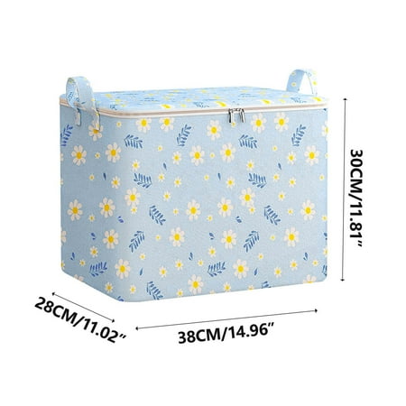 

WKSCLPAI Large Capacity Storage Bag Non Woven Fabric Foldable Zipper Closure for Clothes and Quilts Portable Blue