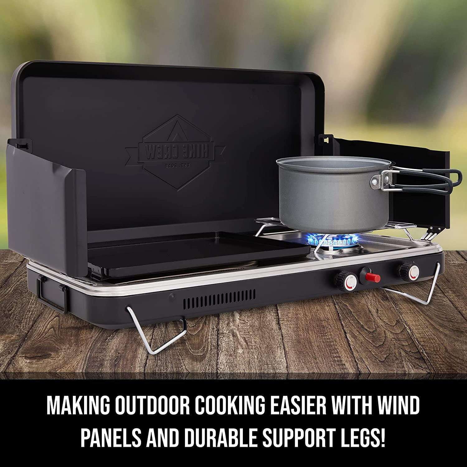 Hike Crew Portable Gas Camping Stove Grill Propane Burner for Camping and Outdoor Cooking