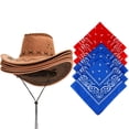thumbnail image 1 of Set de accesorios de disfraz con sombrero vaquero estilo western con pañuelo, 6 unidades, 1 of 6