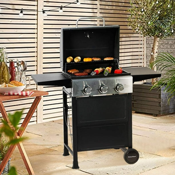 MASTER COOK 3 Burner BBQ Propane Gas Grill, Stainless Steel 30,000 BTU