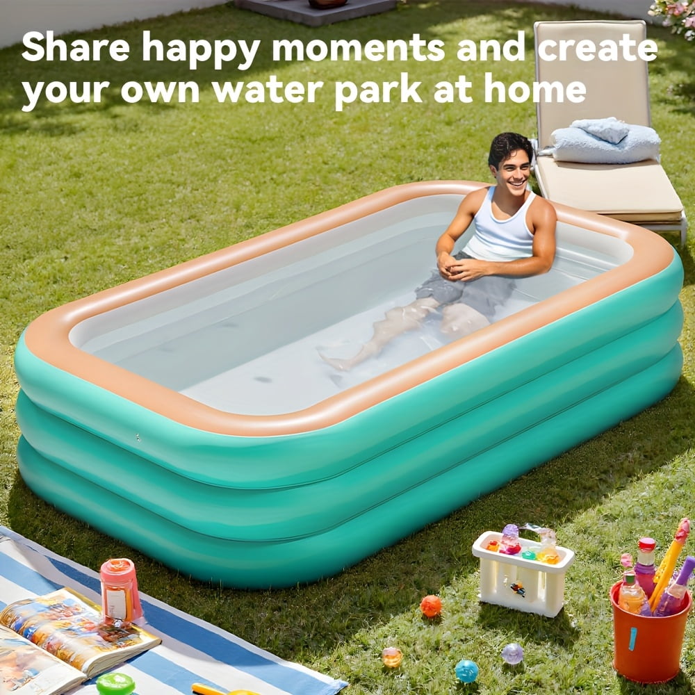 1PC Multi Size Thickened Oversized Rectangular Inflatable Swimming Pool, spacious enough for whole family use