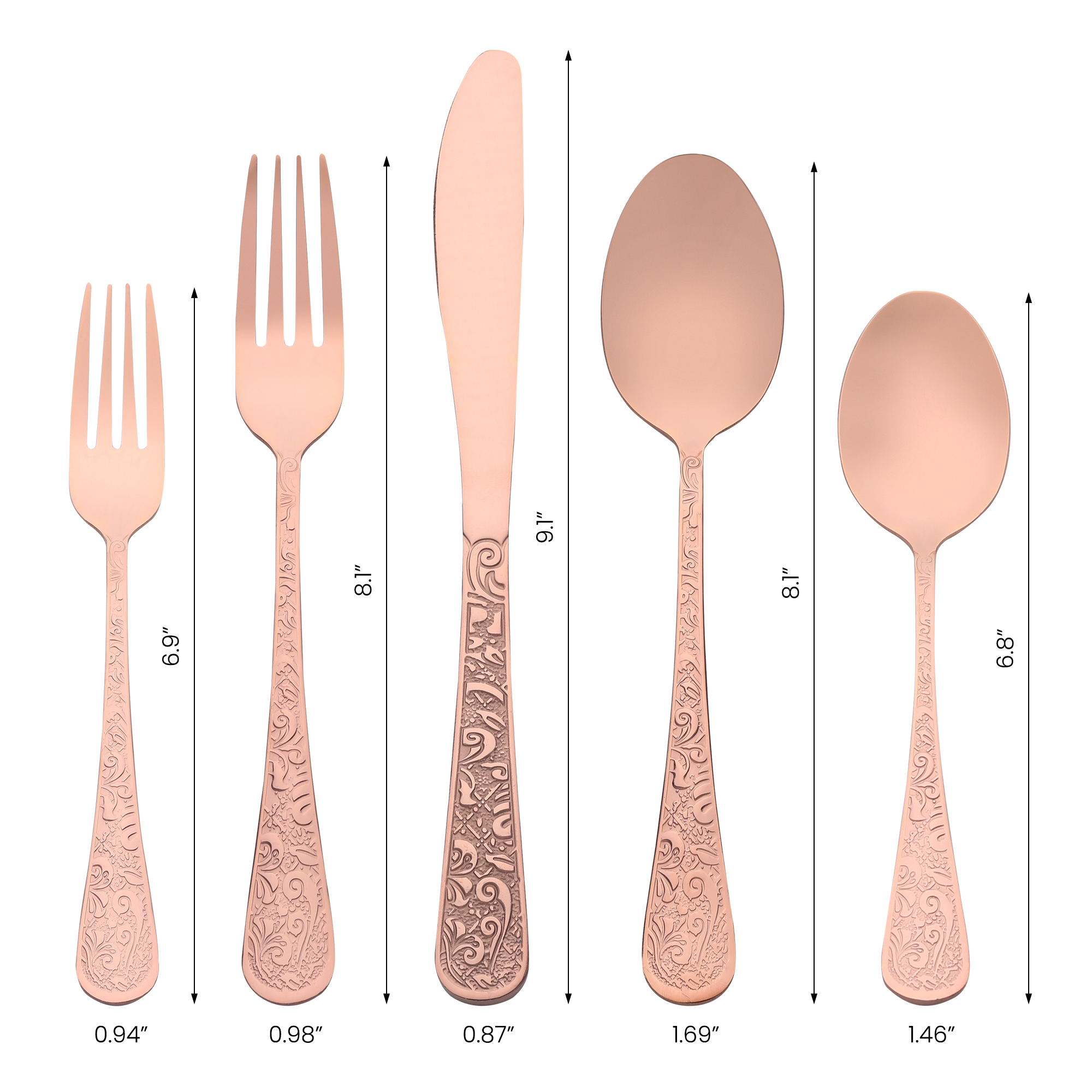Unique Bargains 30 Pieces Stainless Steel Mirror Polished Cutlery Set for 6 Rose Gold
