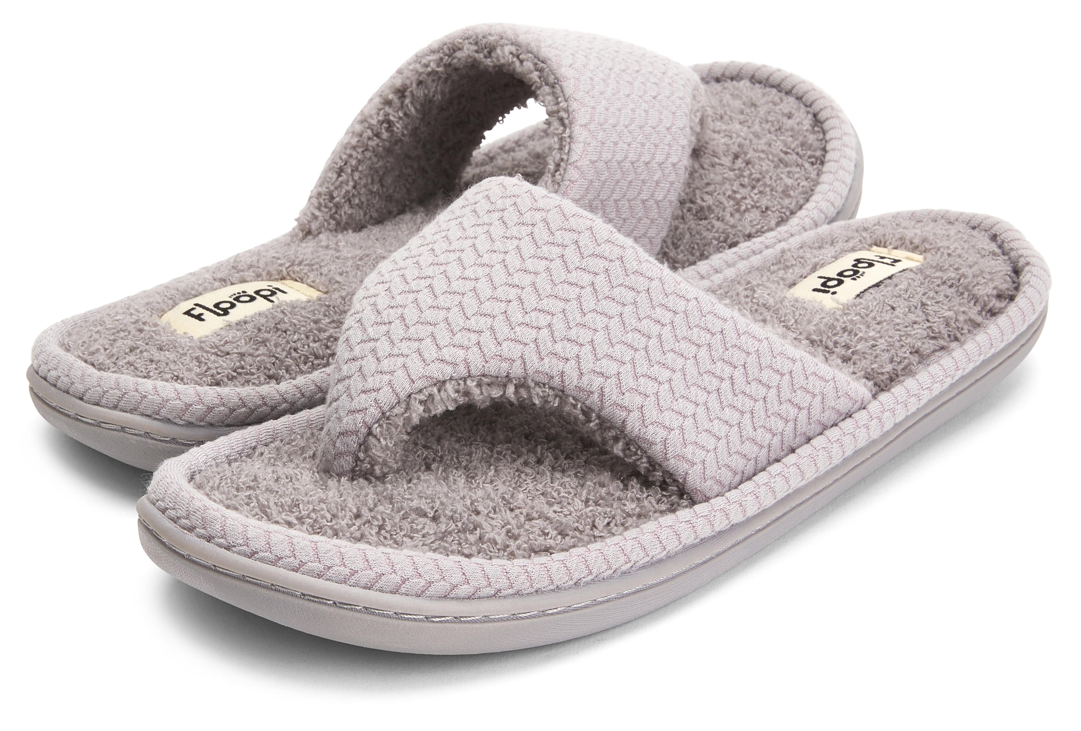 Floopi Women's Memory Foam Soft Knit Thong Slipper W/French Terry