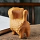thumbnail image 2 of Pequeño gato de madera lindo, modelo de madera tallada gato lindo hecho a mano, estatua de escultura de gato de madera hecha a mano, figuras de gato decoración del hogar, 2 of 5