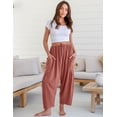 thumbnail image 2 of TARSE Womens Linen Wide Leg Pants Casual Loose Drawstring Summer Beach Travel Vacation Palazzo Harem Pants with Pockets, 2 of 5