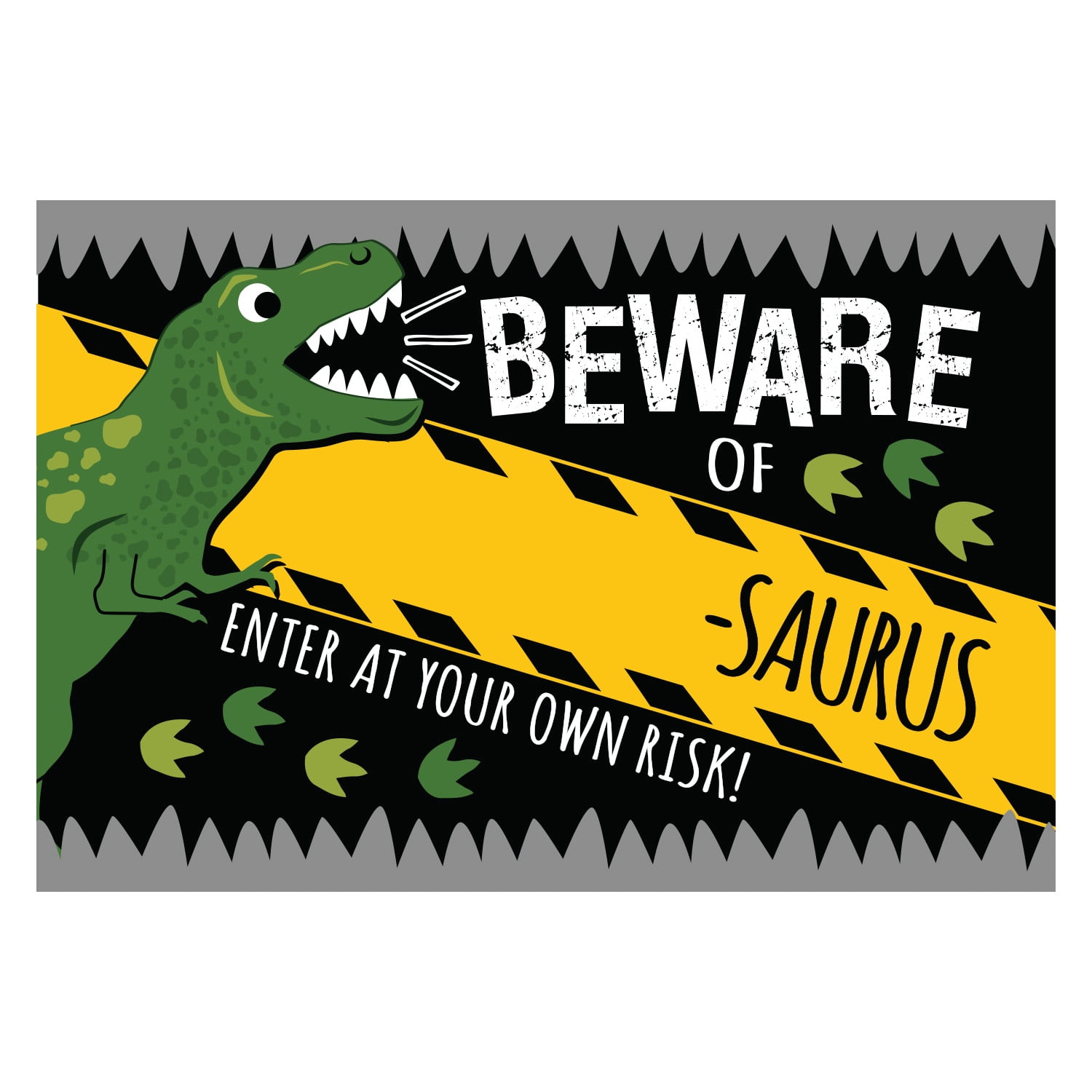 Personalized Planet 27x18 Beware Of Saurus Enter At Your Own Risk Bedroom Doormat with Custom Name Printed on Colorful Rectangular 1/4” Thick Non Slip Mat for Kids Room