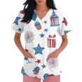 thumbnail image 3 of AHMOMEI Women's 250th Anniversary Print Shirt Scrub Tops for Women Patriotic Nurse Uniform with Pocket S-5XL Plus Size Womens Scrub Top, 3 of 4