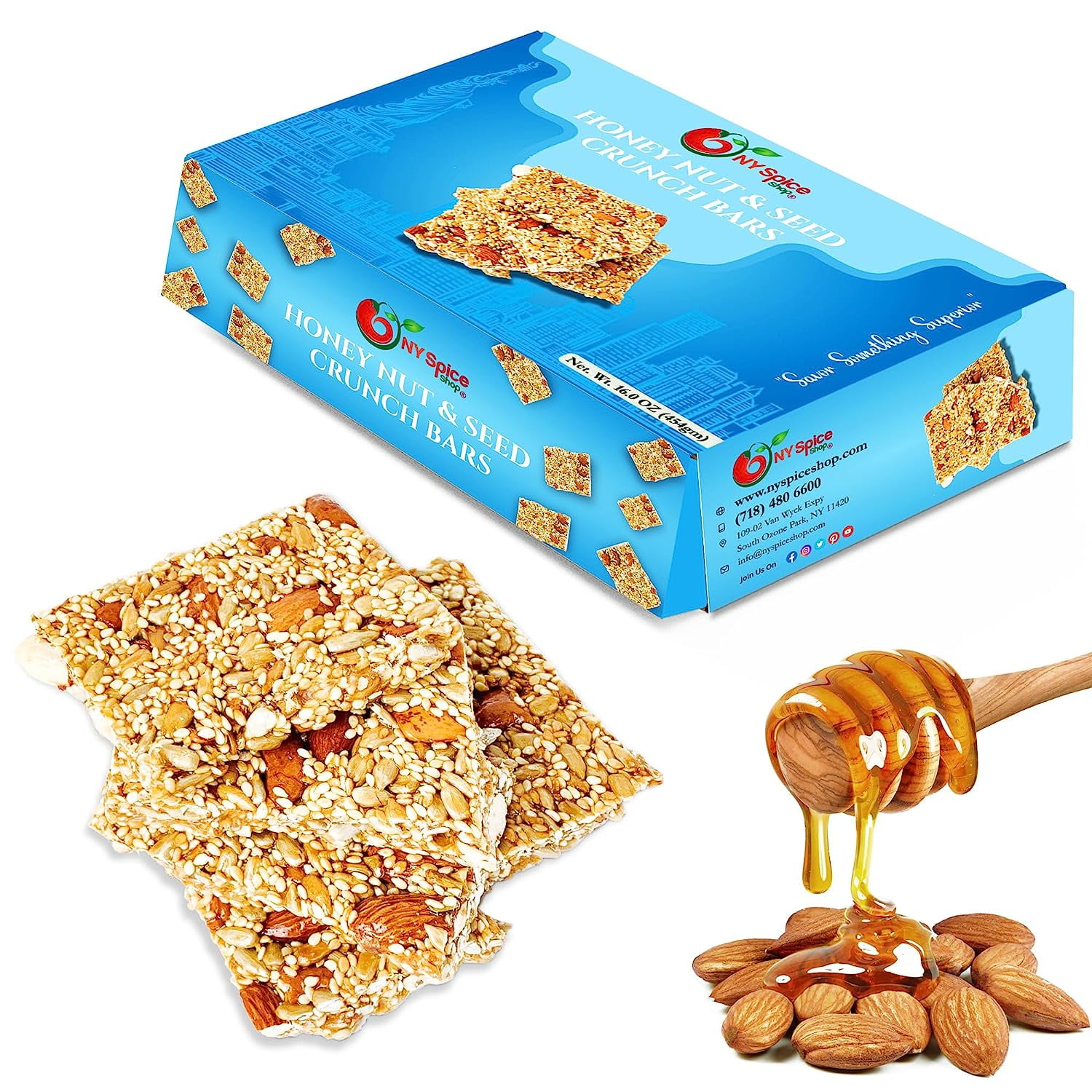 NY SPICE SHOP Honey Nut & Seed Crunch Brittle 1 Pound Crunchy
