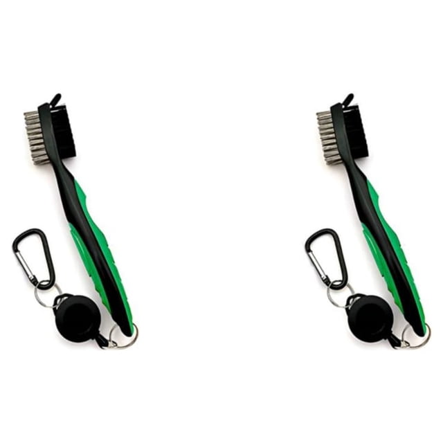 serony Golf Club Brush Replacement Solid Color Double-sided Ball Shoe Brushes Cleaning Tool Accessories with Carabiner Green Lidless 2Set