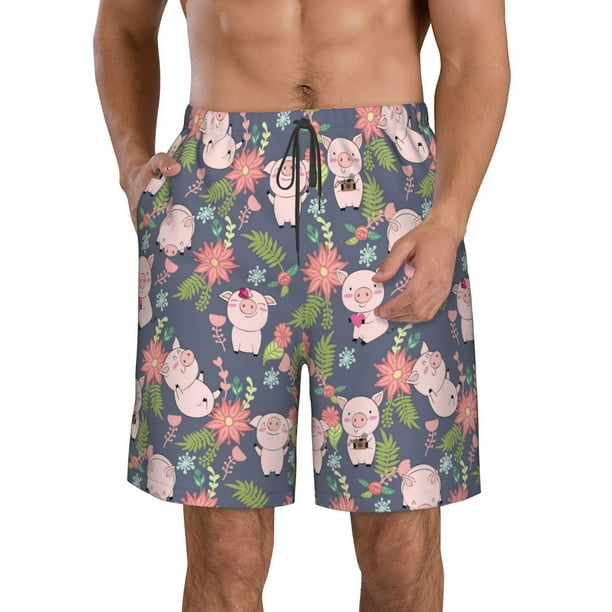 Fotbe Pigs 1 Trajes de Baño Estampados para Hombre, Shorts de Verano de Secado Rápido, Ropa de Playa, Bañadores-Small