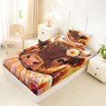 thumbnail image 2 of Manfei Kawaii Highland Cattle Twin Fitted Sheet 2 Pieces,Cartoon Floral Animal Bedding,Brown Cream,1 Fitted Sheet and 1 Pillowcase, 2 of 4