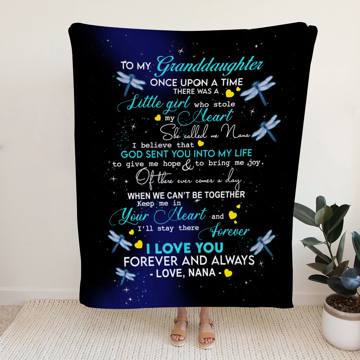 LLC To My Granddaughter Throws Blanket, Dragonfly