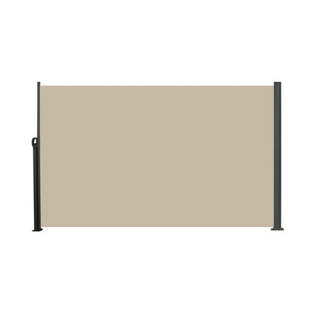 Retractable Side Screen Awning, UV Resistant, Waterproof, Patio Privacy Screen for Garden, Balcony, Courtyard(Dark Grey), 118" x 63"-Beige