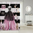 thumbnail image 2 of Fashion Pink Purple Dress Shower Curtain Romantic Makeup Themed Bath Curtain Black White Stripe Bathroom Decor Goldern Polka Dots Waterproof Curtain Modern Fashion Woman Dress Curtain,72"Wx72"L, 2 of 5