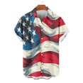thumbnail image 4 of Shirts for Men under $5 Short Sleeve Lapel Independence Day Print Casual Vintage Bowling Shirt Cuba Beach Summer Button Up Shirt Red L, 4 of 6
