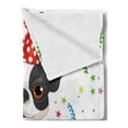 thumbnail image 2 of Birthday Soft Flannel Fleece Throw Blanket, Black and White Boston Terrier Dog with Colorful Party Celebration Backdrop, Cozy Plush for Indoor and Outdoor Use, 50" x 70", Multicolor, by Ambesonne, 2 of 5