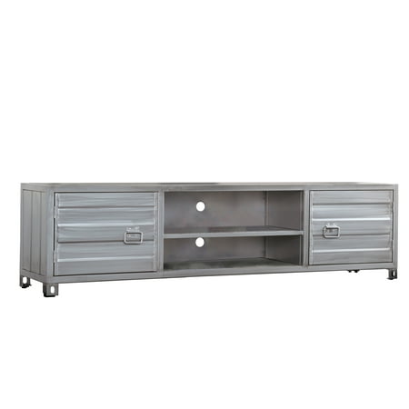 Furniture Of America Huffman Industrial Metal Two Cabinet Tv Stand