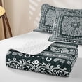 thumbnail image 4 of jejeloiu Moody Vintage Floral Bed Spread Queen For Men Women,Boho Print Queen Coverlet Set,Teal White,3pcs, 4 of 7