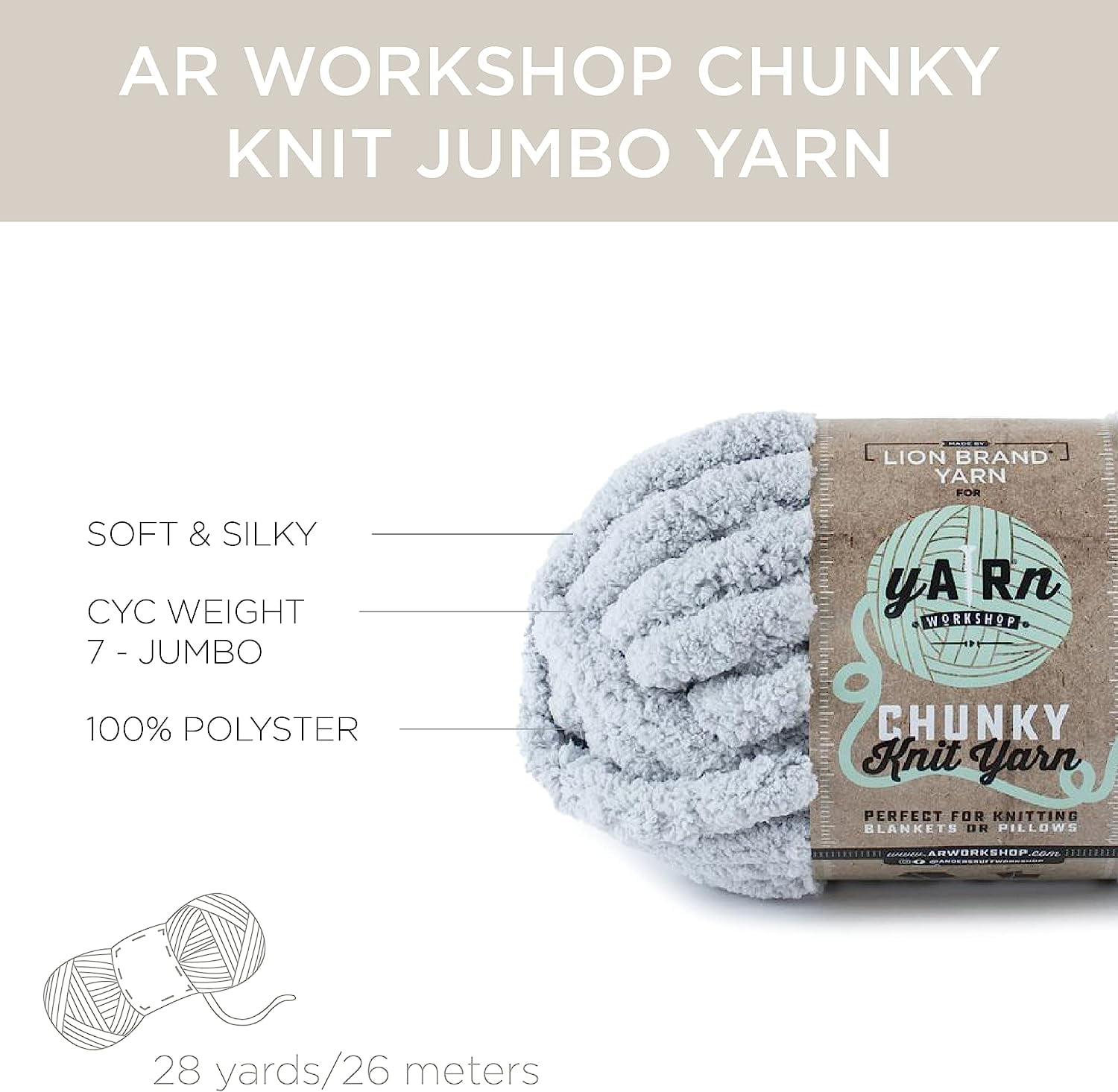 Lion Brand AR Workshop Chunky Knit Yarn-Eucalyptus - 20281517