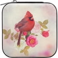 thumbnail image 2 of Travel Jewelry Box Northern Cardinal Bird PU Leather Mini Jewelry case Small Portable Jewelry Organizer Box for Rings Earrings Necklaces Bracelets(Black) Women Gifts, 2 of 7