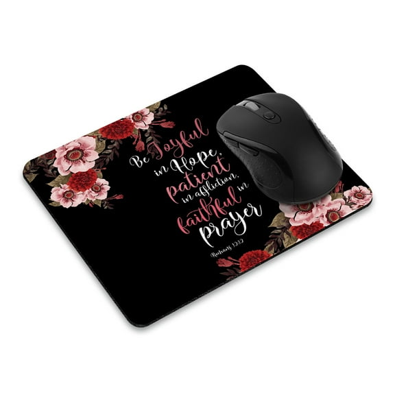 WIRESTER 8.66x7.08 in Rectangle Mouse Pad with Non-Slip Rubber Base for Computers, Laptop, Office & Home - Christian Quotes Romans 12:12