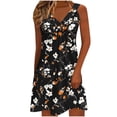 thumbnail image 2 of ClodeEU Women's Summer Stretch V Neck Spaghetti Strap Dress with Print ,Casual Solid Color Midi Dress Black,Womens Plus M, 2 of 6