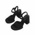 thumbnail image 1 of Pink Women's Thick Heel Ankle Strap High Heels Fish Mouth Sandals, 1 of 3