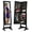 Black, variant on Yunken Freestanding Jewelry Armoire with Full-Length Mirror, Lockable Makeup Organizer, Velvet Lining, 5 Shelves - Gray Oak
