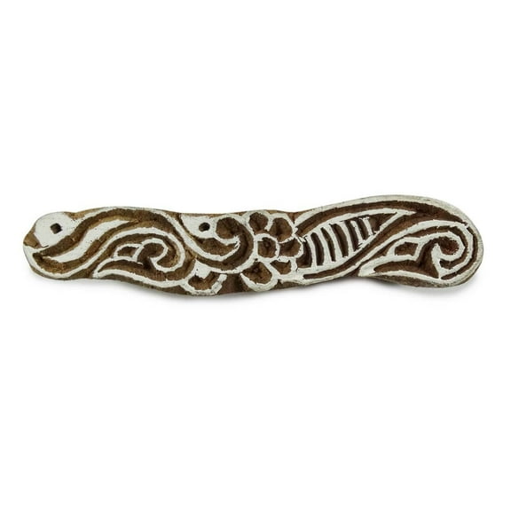 Floral Block Hand Carved Printing Block Wooden Textile Stamp Border Stamp