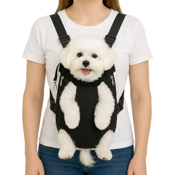 Dog Backpack Carrier, Adjustable Pet Front Carriers, Legs Out Carrying Sling Travel Bag for Small Medium Dogs 2.5-4 Lbs for Walking/Hiking/Camping