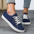 thumbnail image 5 of Pandaie Women's Fashion Sneakers Low Top Walking Running Tennis Shoes Lace up Non Slip Canvas Flats for Work Casual Daily Footwear Blue,6, 5 of 8
