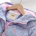 thumbnail image 6 of Winter Hooded Jacket for Girls Toddler 3-11Years Floral Printed Long Sleeved Casual Lightweight Outdoor Warm Padded Jacket for Girls, 6 of 10